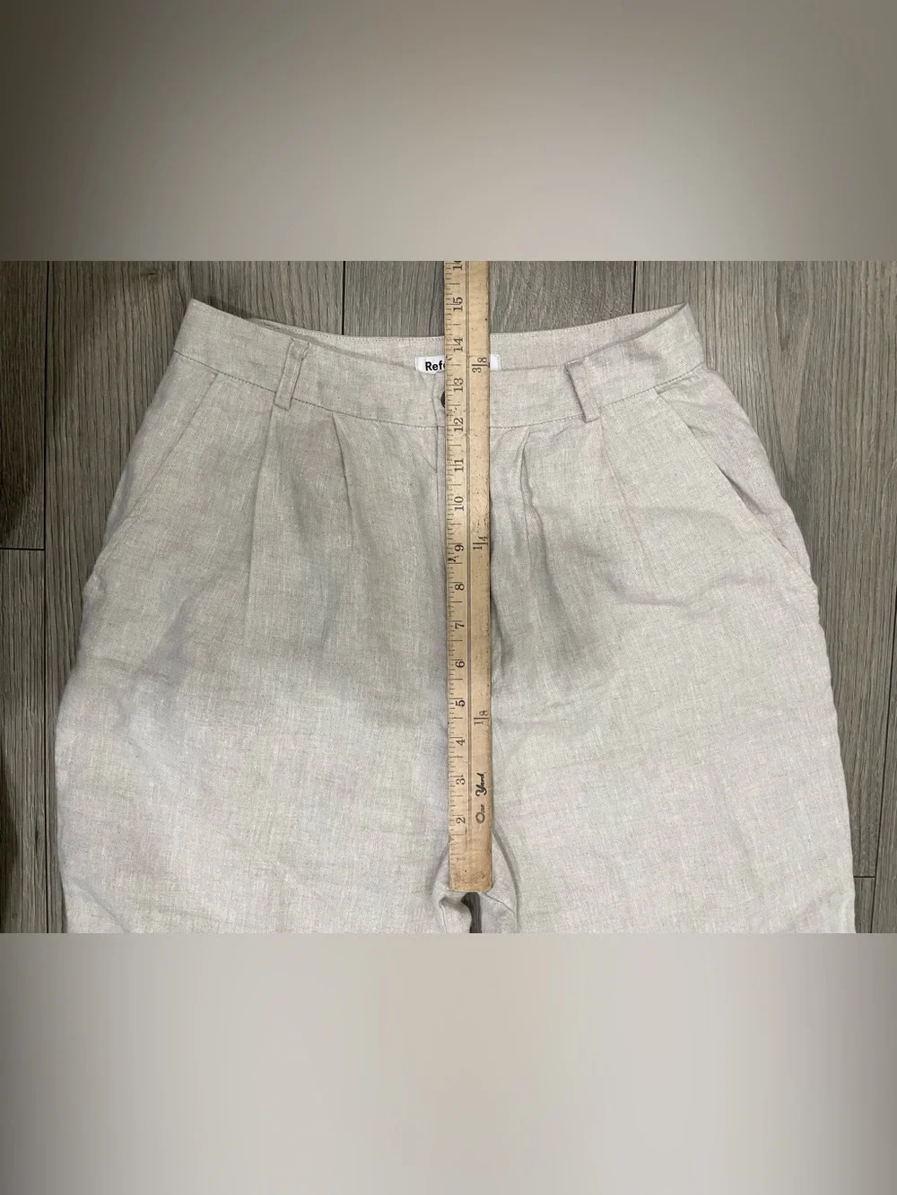 Reformation Mason 100% Linen Pants Size 4 Oatmeal High Rise Pleated Wide Leg